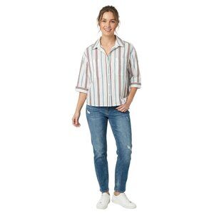 KUT From The Kloth Women's Striped 3/4 Sleeve Button-Up Shirt Size Small, NWT